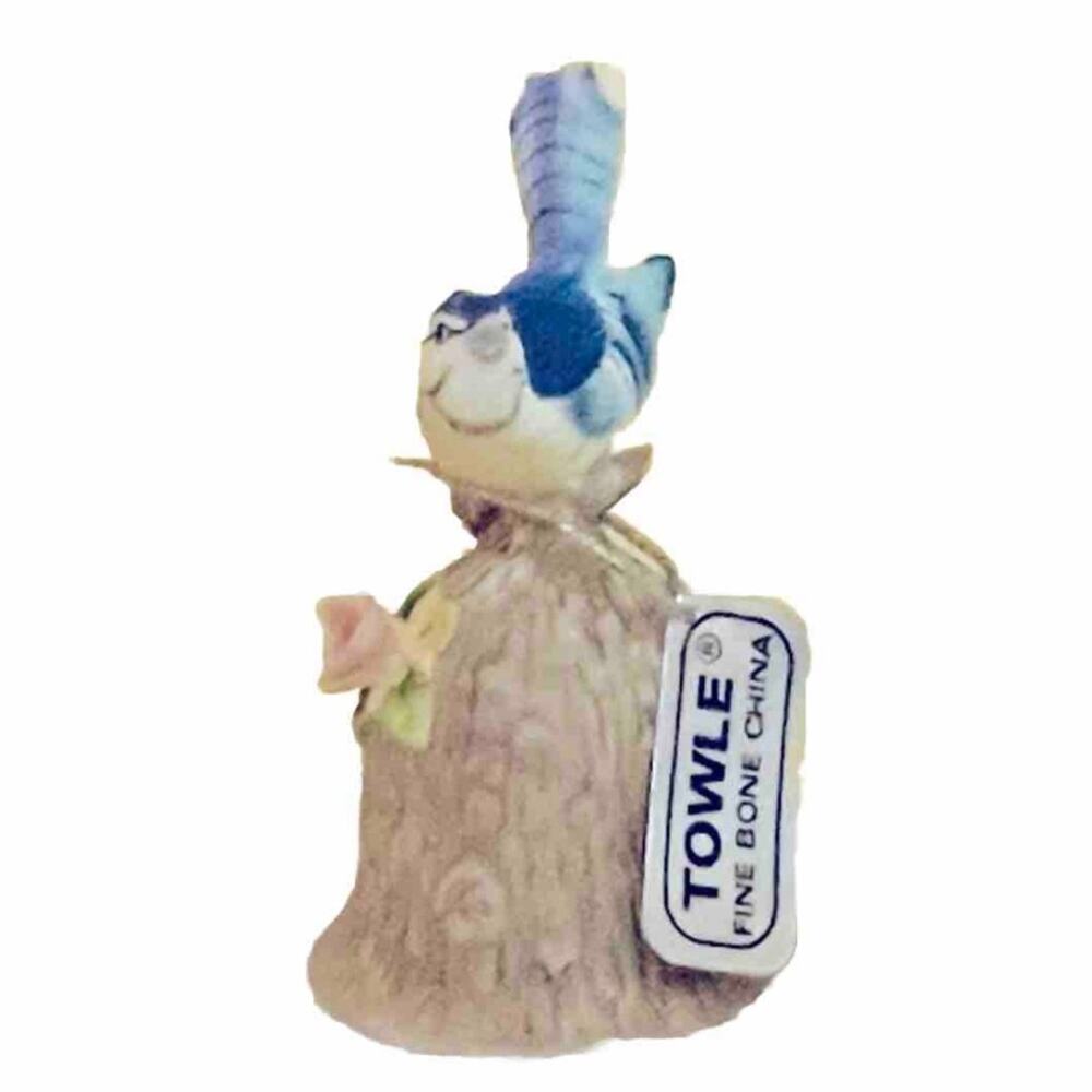 Vtg Towle Bone China Bluebird Bird Dinner Bell Hand Painted Porcelain